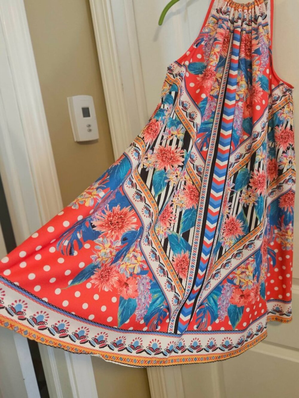 Flying Tomato Halter Swing Dress Tassel Tropical Floral Boho Resort